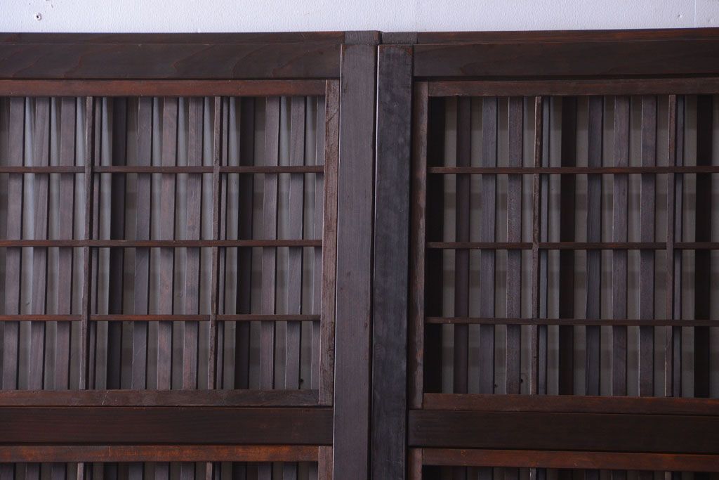 古民具・骨董　モダンなガラス帯格子戸2枚セット