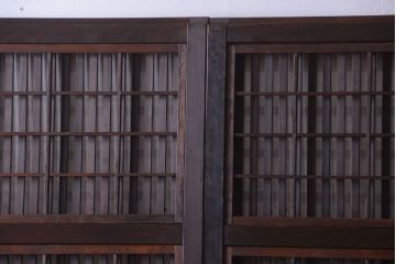 古民具・骨董　モダンなガラス帯格子戸2枚セット