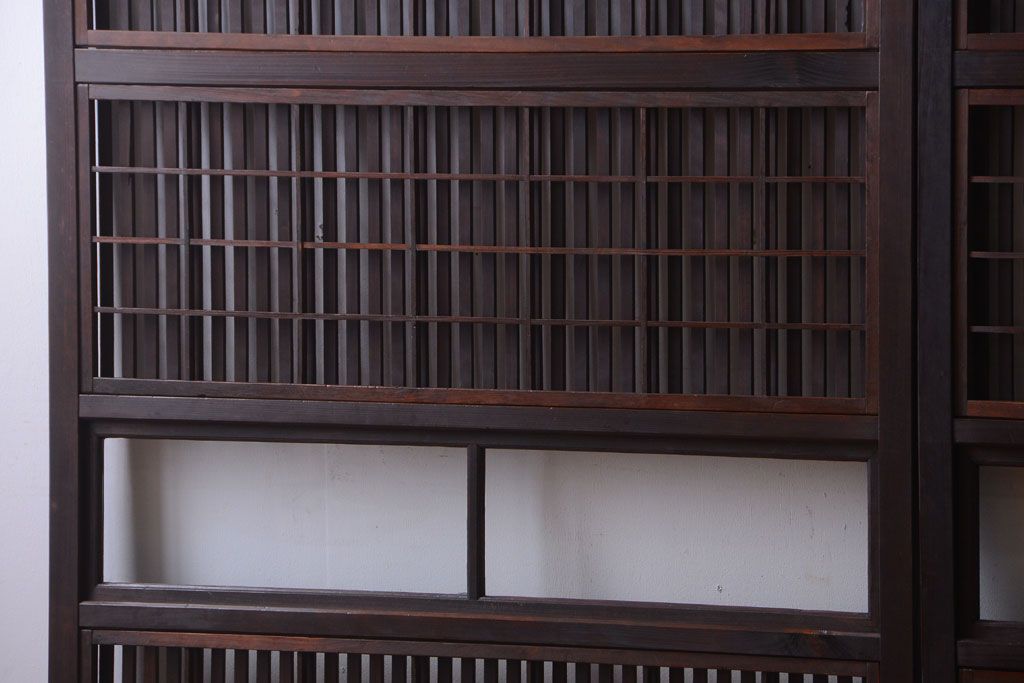 古民具・骨董　モダンなガラス帯格子戸2枚セット