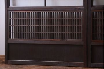 古民具・骨董　モダンなガラス帯格子戸2枚セット
