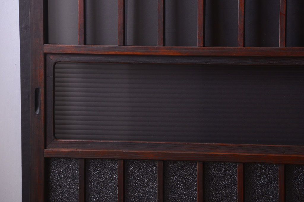 アンティーク　古い木製のレトロなガラス戸2枚セット