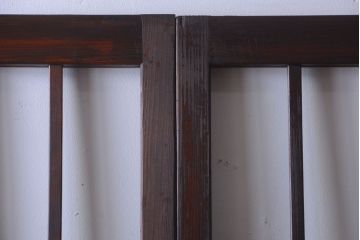 アンティーク　古い木製のレトロなガラス戸2枚セット