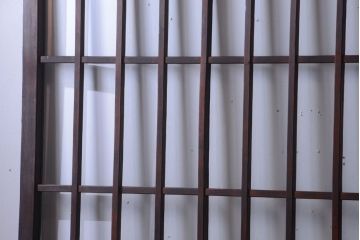 アンティーク　古い木製のレトロなガラス戸2枚セット