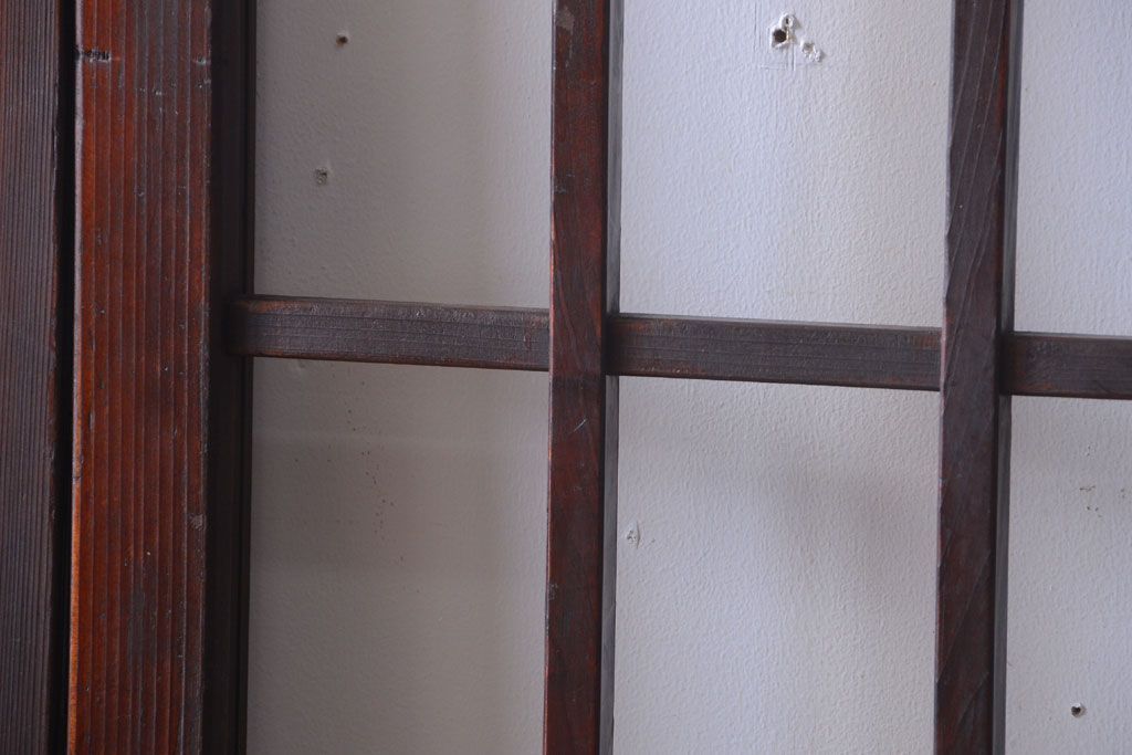 アンティーク　古い木製のレトロなガラス戸2枚セット