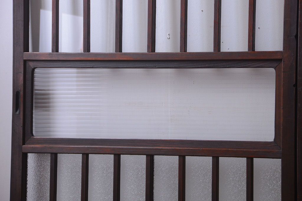 アンティーク　古い木製のレトロなガラス戸2枚セット