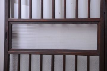 アンティーク　古い木製のレトロなガラス戸2枚セット