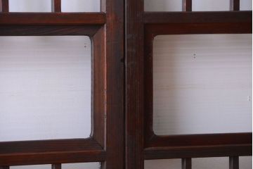 アンティーク　古い木製のレトロなガラス戸2枚セット