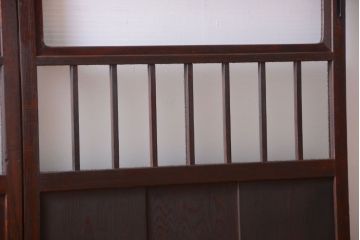 アンティーク　古い木製のレトロなガラス戸2枚セット