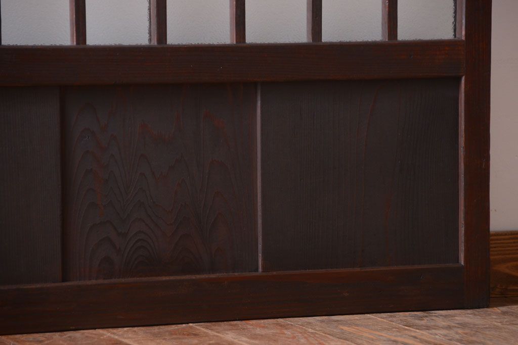 アンティーク　古い木製のレトロなガラス戸2枚セット