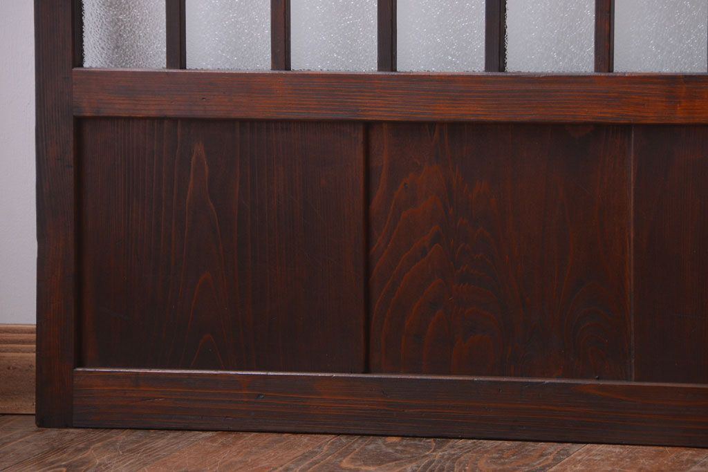 アンティーク　古い木製のレトロなガラス戸2枚セット