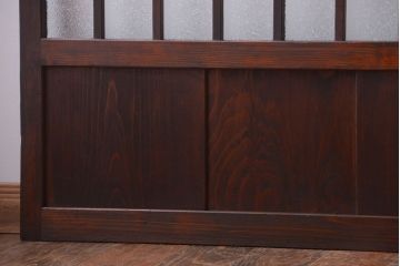 アンティーク　古い木製のレトロなガラス戸2枚セット