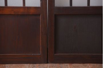 アンティーク　古い木製のレトロなガラス戸2枚セット