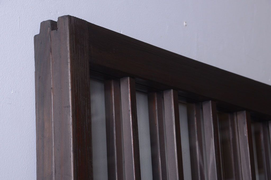 アンティーク　古い木製のレトロなガラス戸2枚セット