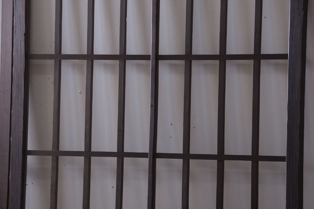 アンティーク　古い木製のレトロなガラス戸2枚セット