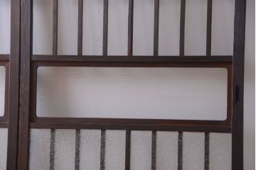 アンティーク　古い木製のレトロなガラス戸2枚セット