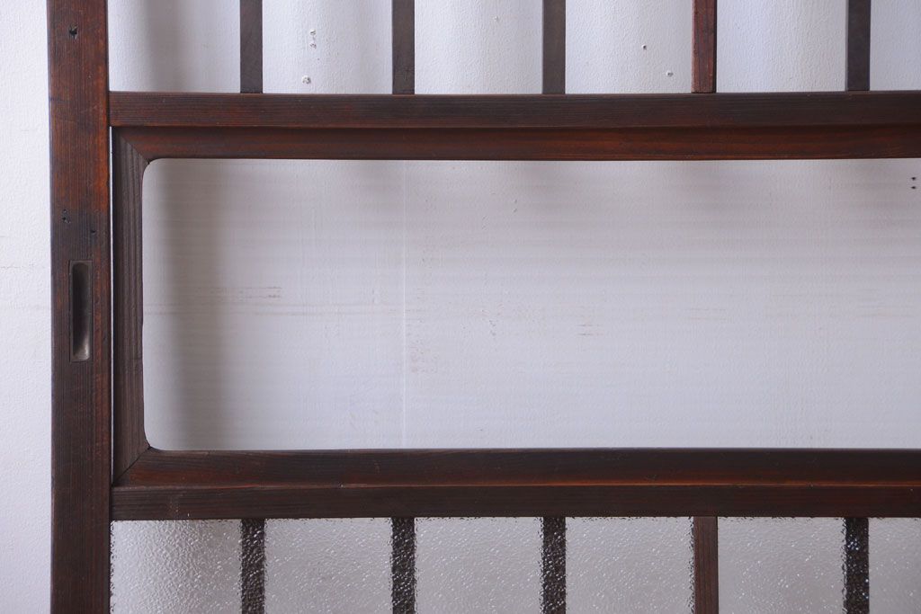 アンティーク　古い木製のレトロなガラス戸2枚セット