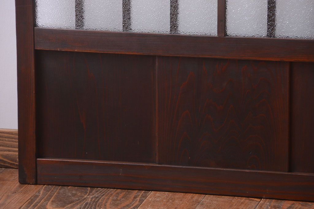 アンティーク　古い木製のレトロなガラス戸2枚セット