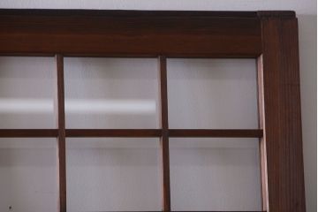 古民具・骨董　古い木のアンティーク升目格子ガラス戸