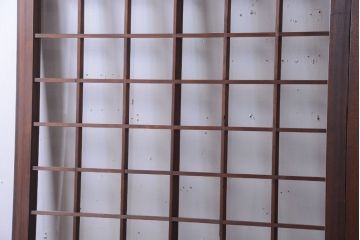 古民具・骨董　古い木のアンティーク升目格子ガラス戸