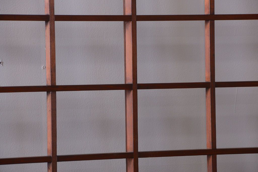 古民具・骨董　古い木のアンティーク升目格子ガラス戸