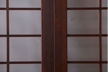 古民具・骨董　古い木のアンティーク升目格子ガラス戸
