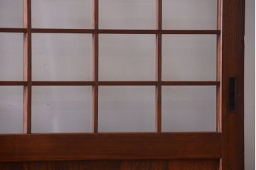 古民具・骨董　古い木のアンティーク升目格子ガラス戸