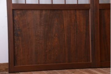 古民具・骨董　古い木のアンティーク升目格子ガラス戸