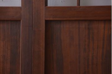 古民具・骨董　古い木のアンティーク升目格子ガラス戸