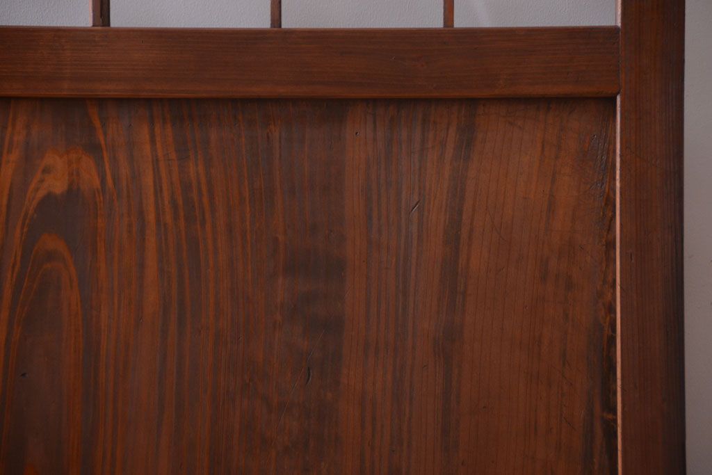 古民具・骨董　古い木のアンティーク升目格子ガラス戸