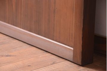 古民具・骨董　古い木のアンティーク升目格子ガラス戸