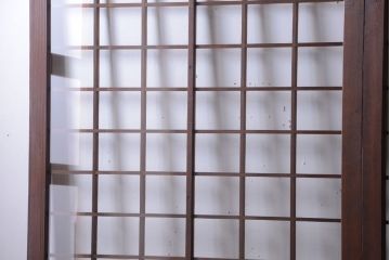 古民具・骨董　古い木のアンティーク升目格子ガラス戸