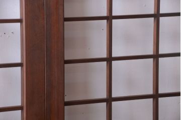 古民具・骨董　古い木のアンティーク升目格子ガラス戸