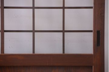 古民具・骨董　古い木のアンティーク升目格子ガラス戸