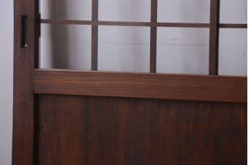 古民具・骨董　古い木のアンティーク升目格子ガラス戸