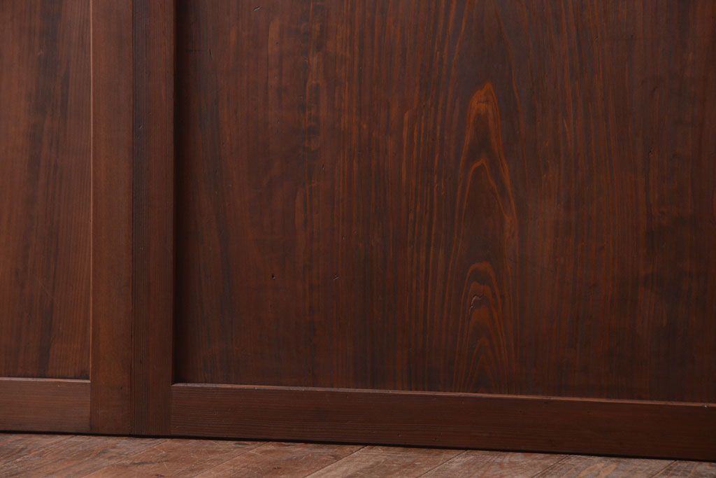 古民具・骨董　古い木のアンティーク升目格子ガラス戸