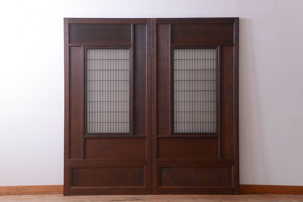 古民具・骨董　高級品!上質な組子すりガラス戸2枚セット