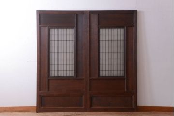 古民具・骨董　高級品!上質な組子すりガラス戸2枚セット