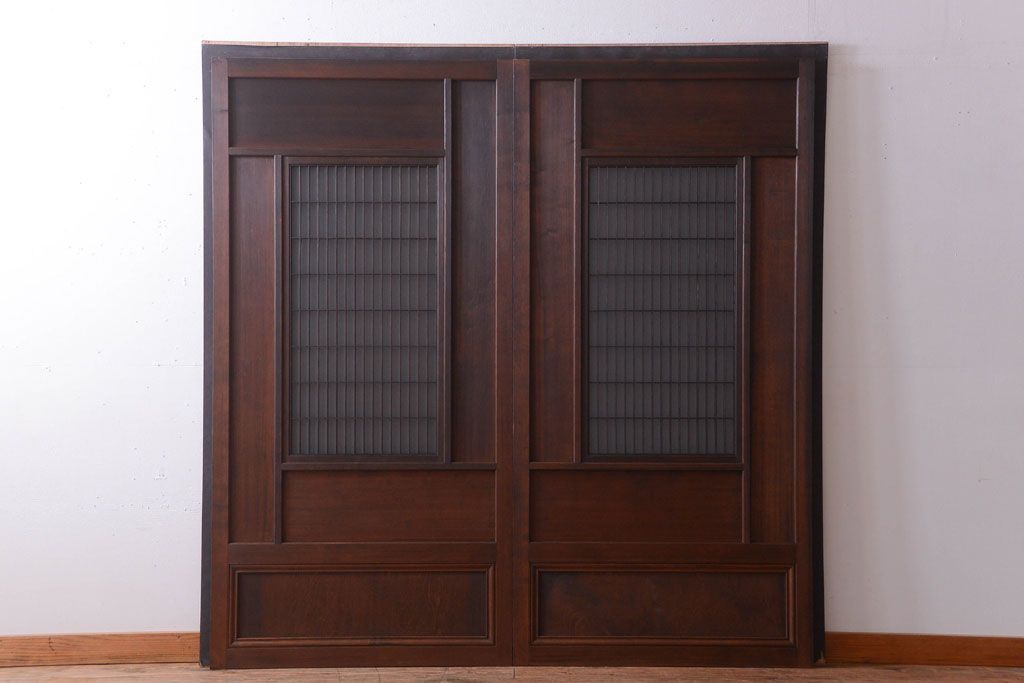 古民具・骨董　高級品!上質な組子すりガラス戸2枚セット