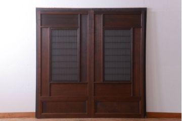 古民具・骨董　高級品!上質な組子すりガラス戸2枚セット
