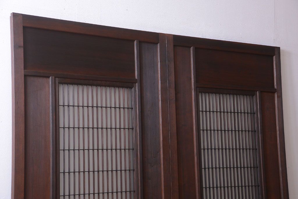 古民具・骨董　高級品!上質な組子すりガラス戸2枚セット
