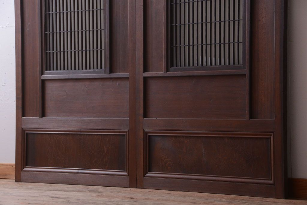 古民具・骨董　高級品!上質な組子すりガラス戸2枚セット