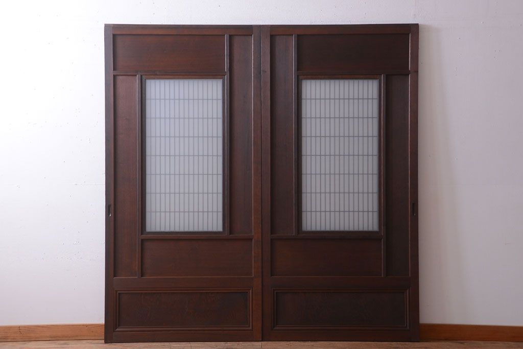 古民具・骨董　高級品!上質な組子すりガラス戸2枚セット