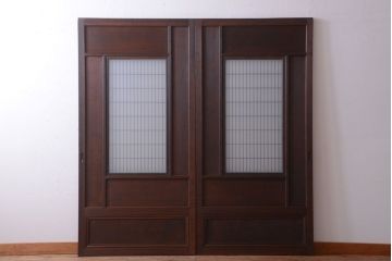 古民具・骨董　高級品!上質な組子すりガラス戸2枚セット
