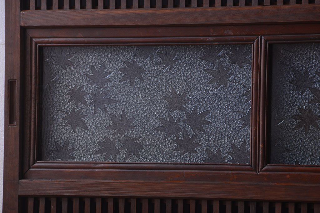 古民具・骨董　腰板欅材!アンティーク格子戸2枚セット