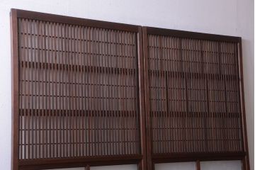 古民具・骨董　腰板欅材!アンティーク格子戸2枚セット