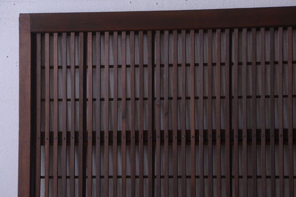 古民具・骨董　腰板欅材!アンティーク格子戸2枚セット