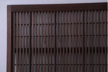 古民具・骨董　腰板欅材!アンティーク格子戸2枚セット