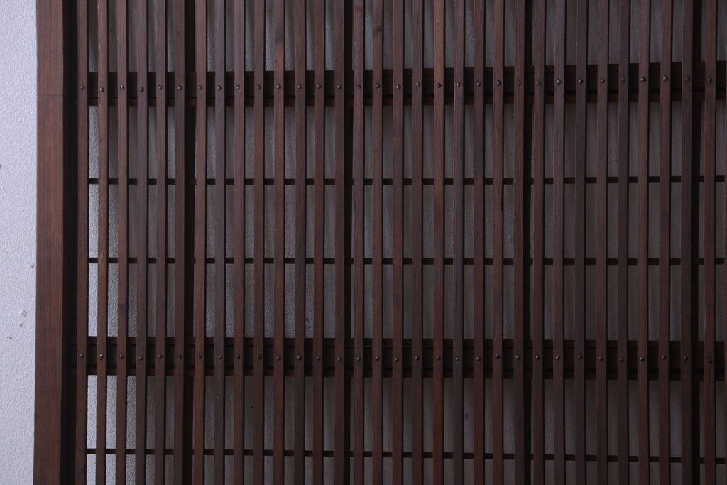 古民具・骨董　腰板欅材!アンティーク格子戸2枚セット