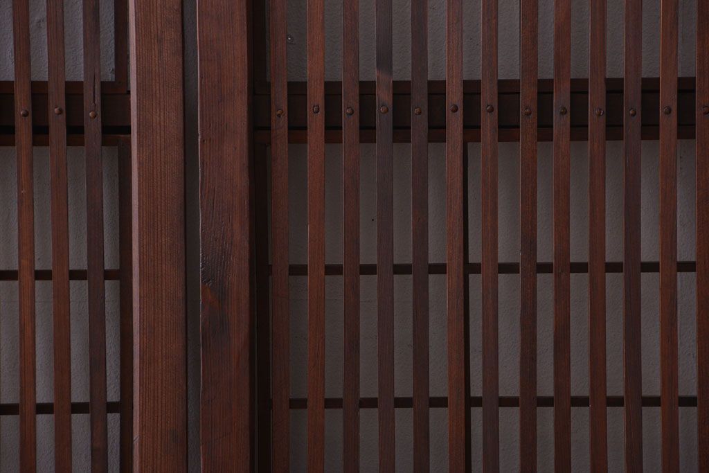 古民具・骨董　腰板欅材!アンティーク格子戸2枚セット