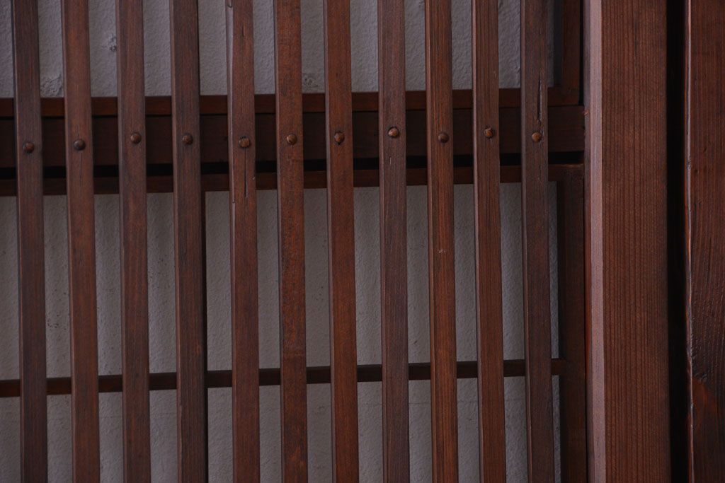 古民具・骨董　腰板欅材!アンティーク格子戸2枚セット